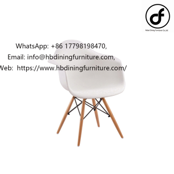 Wooden Leg Acrylic Plastic Dining Chair with Arms