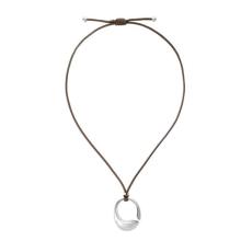 Long chutney fabric pendant necklace with silver2