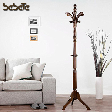 Wood Coat Rack Hat Holder Hanger Solid Stand Hall Tree,Brown