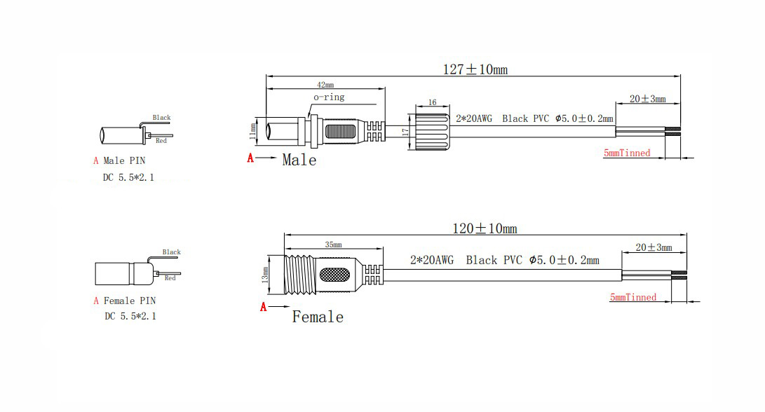 dc jack 5.5 2.1 ip68 DC connectors