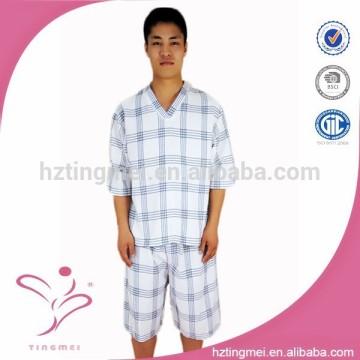 100% cotton mens summer shorty pajamas