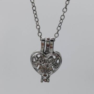 Love Wish Pearl Heart Cage Pendants