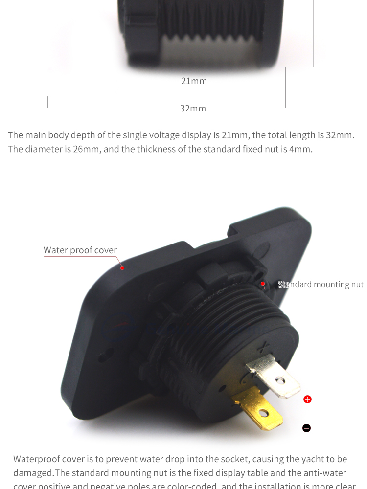 Boat Car Caravan RV LED Display Panel Digital DC Marine Voltage Meter Socket