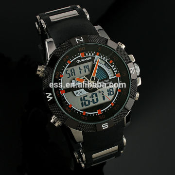 Gents Metallic Black Digital Analog Dual Sport Watch WS078