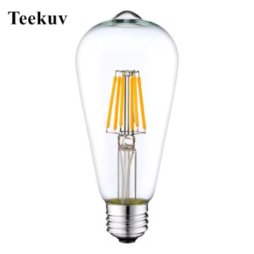 Teekuv ST64 Dimmentable 4W 6W 8W LED Filament Bóng đèn E26 110V Bóng đèn