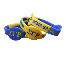Top Selling Custom Shape Greek Letters Promotional Sorority Wristbands: silicone bracelets for fraternity and sorority groups
