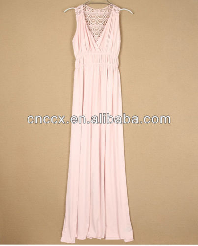 13CD1127 Women cotton maxi lace dress