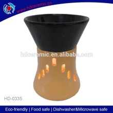 beautiful vase shape yellow and black combination ceramic tealight oil burner,essence oil burner,fragrance oil burner