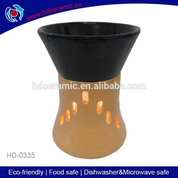 beautiful vase shape yellow and black combination ceramic tealight oil burner,essence oil burner,fragrance oil burner