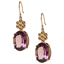 Large diamond decorating gold drop earring