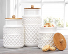 Factory Hot Selling Turkey Embossed Ceramic Canister Set for Kitchen