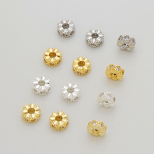 18K Gold Plated Brass Septum Bead - White Gold Zircon Round Septum