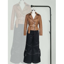 Women's Vintage Slim-fit Leather Bomber Biker Short Jacket