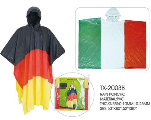 Pvc poncho de chuva com bandeira da Alemanha