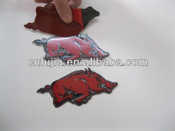 Embossed Bull custom sticker,metal aluminum sticker