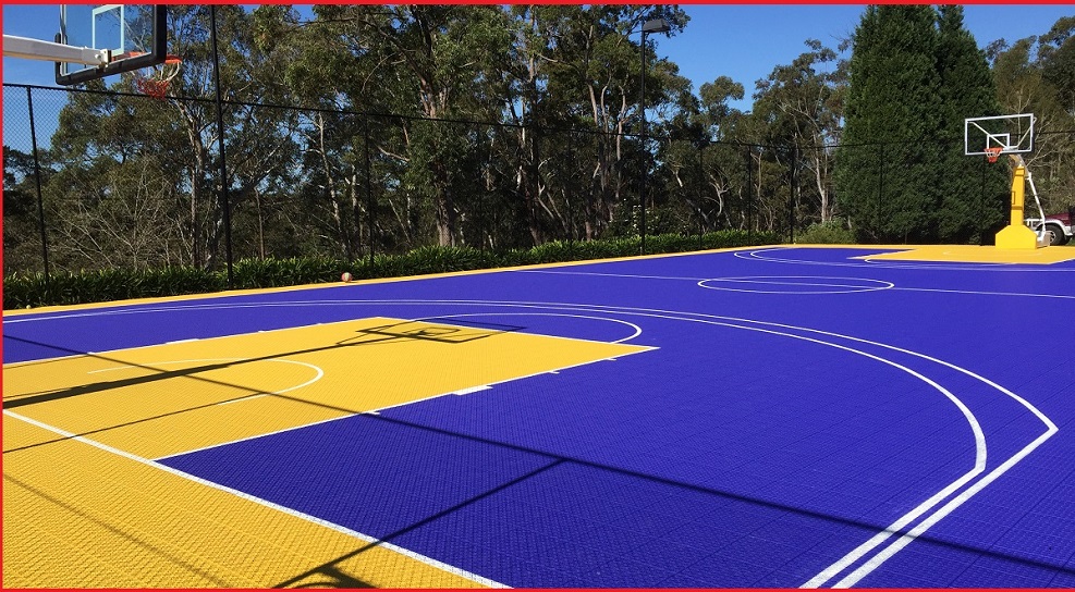 Outdoor basketball court tiles