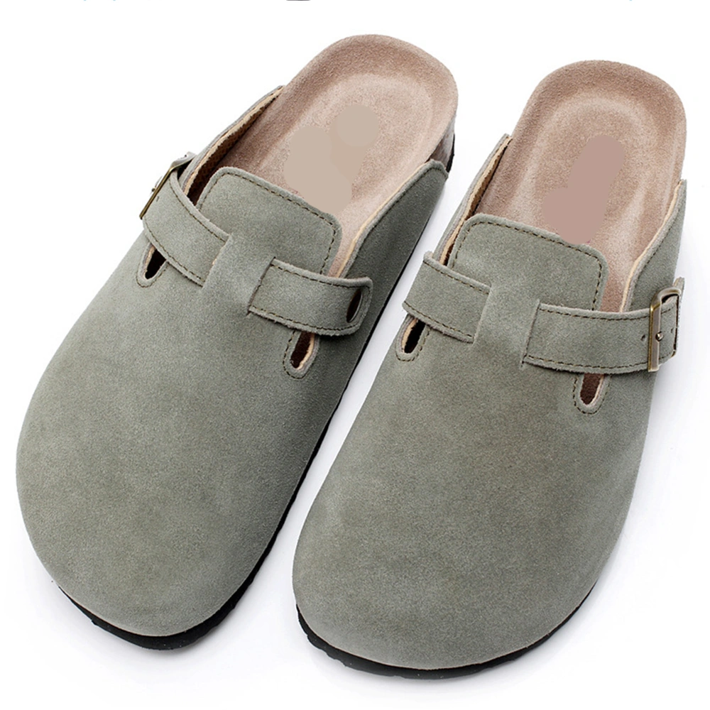 Winter Cow Suede Women's Clogs Indoor Outdoor Sandals with Cork Sole Footwear Leather Clogs Women