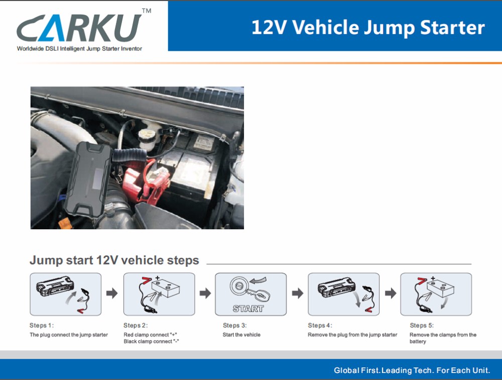 CARKU 12000mAh jump starter with LCD displayer