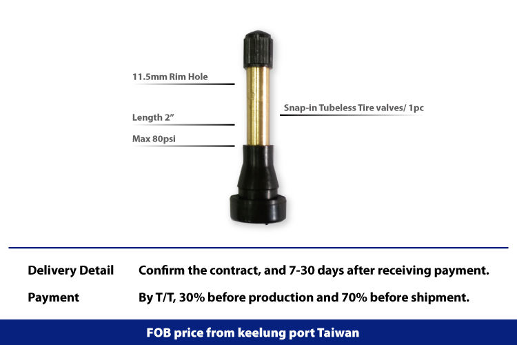 TR602HP, Snap-in Tire Valve for tire repair