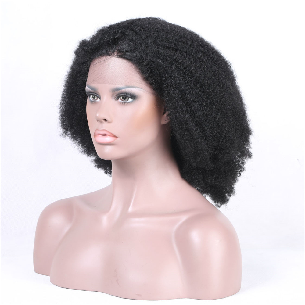 Best selling kinky Curl Brazilian Human Hair wig Afro wave Glueless Lace front Wigs for Black Women Natural Color 130% Density