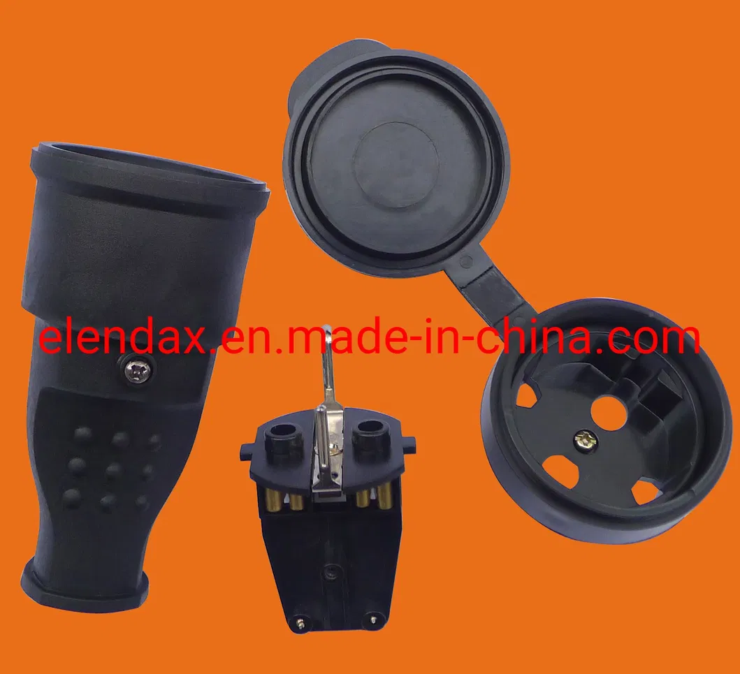 Enchufe industrial de caucho Schuko profesional de 16 A/250 V de grado IP44 Elendax (P6061)