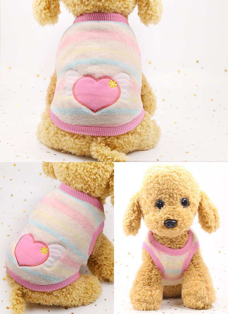 Hot Selling Cartoon Flannel To Keep Warm Teacup Dogs Small Milk Dogs Cats Teddy Clothes Vest Pet Products