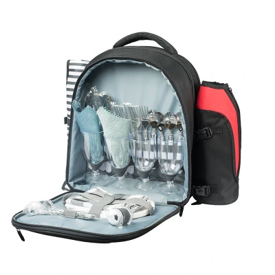 Travel Picnic Bag Outdoor with Tableware Double Shoulder Ice Bag Cooler Bag Backpack Large Capacity Insulation Bag