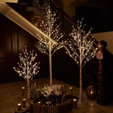 High Quality 6 Feet Pre Lit LED White Birch Outdoor Christmas Tree