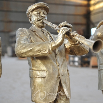 Art deco riproduzioni metal craft playing flute bronze statue