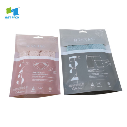 transparent compostable plastic packaging bag with logo for underwear