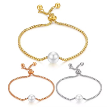Minimalist Stainless Steel Pearl Stretchable Bracelet: A Fashionable Bangles Option