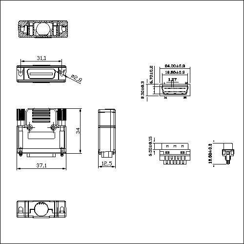 1.27mm Series Shielded Backshell Kits 26P Str 1.27mm Series Shielded Backshell Kits 26P Str
