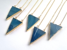 Blue Agate Necklace, Agate Triangle Jewelry, Stone Necklace, Agate Jewelry ,