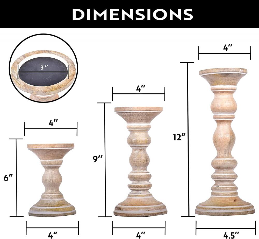 3 हाथ से नक्काशीदार सजावटी मोमबत्ती धारकों का सेट