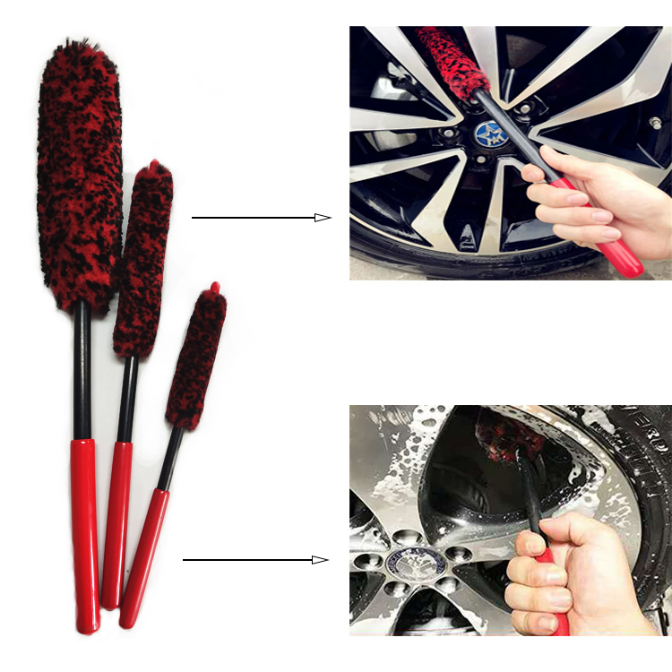 3 pcs of long wheel rim washing brush set