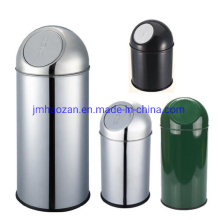 High Quality Stainless Steel Round Hole Hand Push Trash Bin, Dustbin