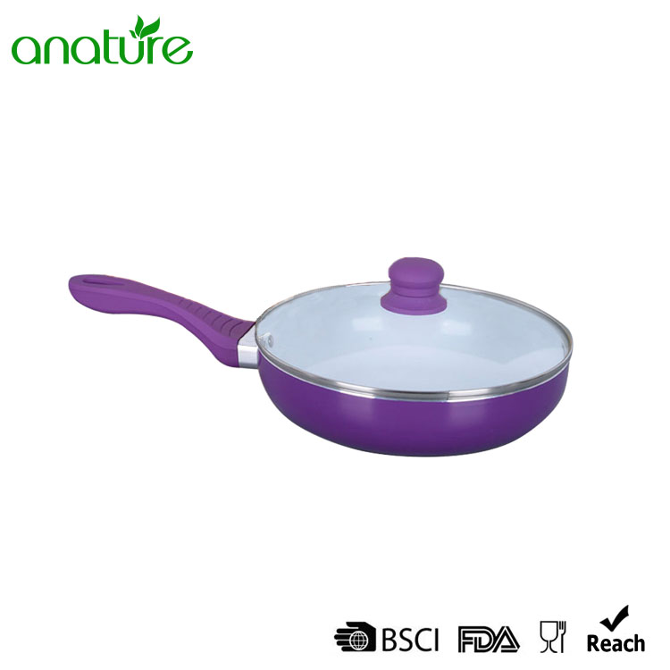 Deep Pressed Aluminum Ceramic Titanium Purple Fry Pan