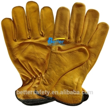 Wing Thumb Yellow Cow Skin Leather Glove Unlined