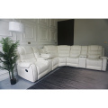 White PU Leather Manual Corner Recliner Sofa