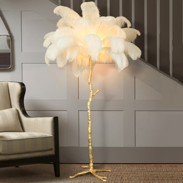 Modern LED Lighting: Ostrich Feather Palm Tree Floor Lamp