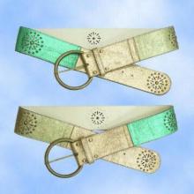 Metallic Cracked PU Colored Belts with Rivets