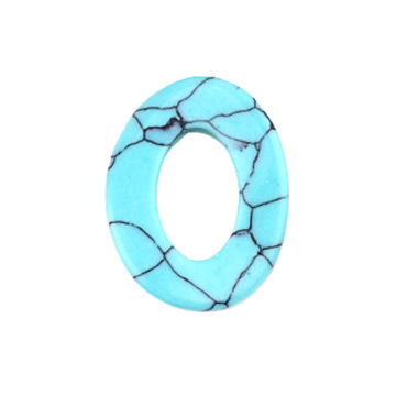 Turquoise Twist 18x23mm QQ Circle & Hollow Oval Pendant Beads