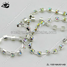 SS16 crystal AB chaton silver chain rhinestone trimming for garment