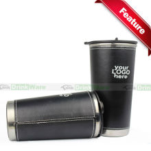 Leather Wrapped Matt Black Coffee Mug Black