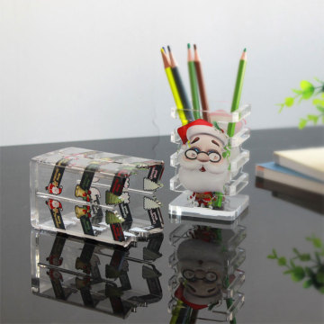 कस्टम क्रिसमस साफ़ एक्रिलिक पेंसिल धारक