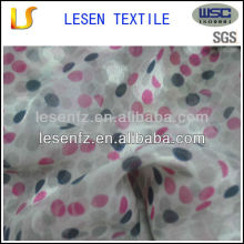 Shanghai Lesen textile polka dot chiffon printed polyester fabric chiffon,made in china, printed chiffon fabric