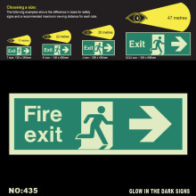 Glow In the dark PVC Fire Exit Sign Photoluminescent emergency exit sign board