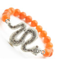 Red Aventurine Gemstone Bracelet with Diamante Snake Piece