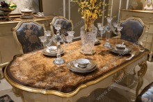 Alibaba Luxury Classic 6 persons Solid Wood Carved Dining Table