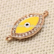 Oval Oil Drip Evil Eye Beads Pendant Rhinestone Crystal Turkish Lucky Eye Pendant
